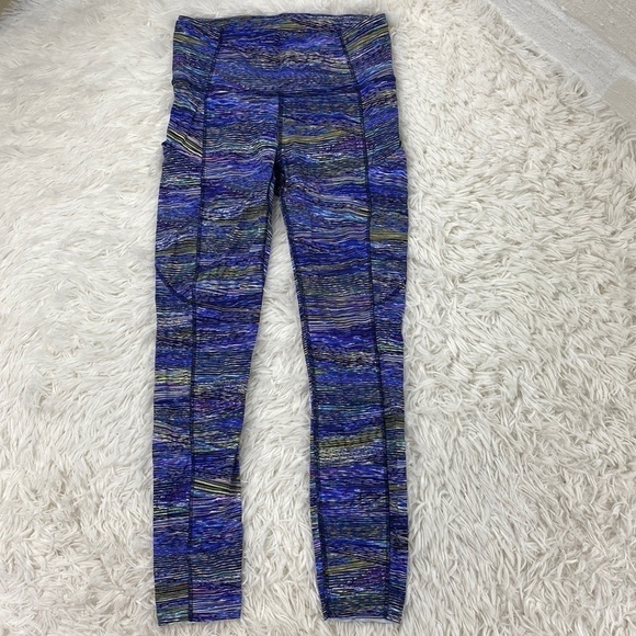Lululemon Fast and Free Tight 25" *Non-Reflective Nulux Interconnect Blue Multi - Picture 2 of 9